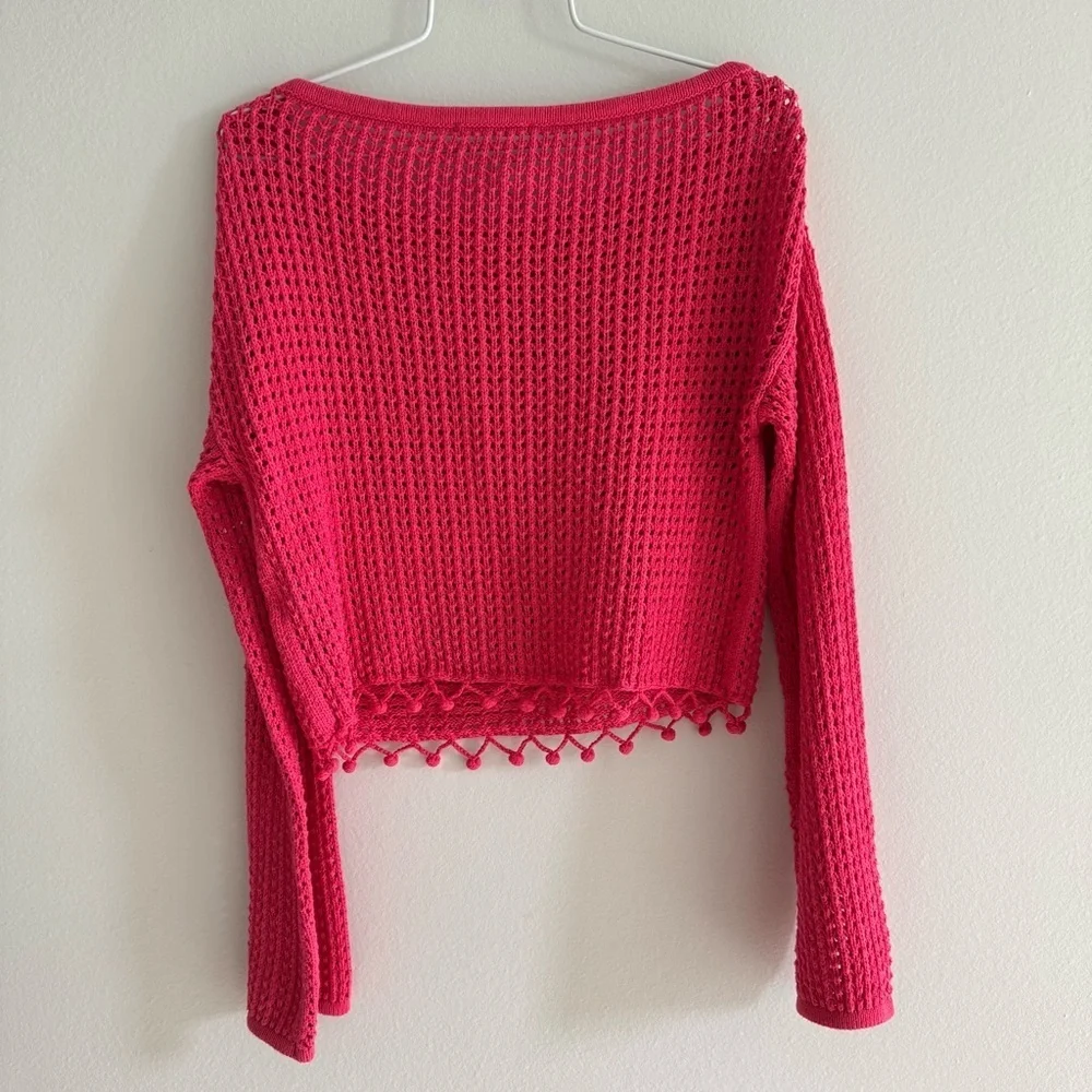 Tularosa Pink Mesh Crop Pullover Sweater Size XS